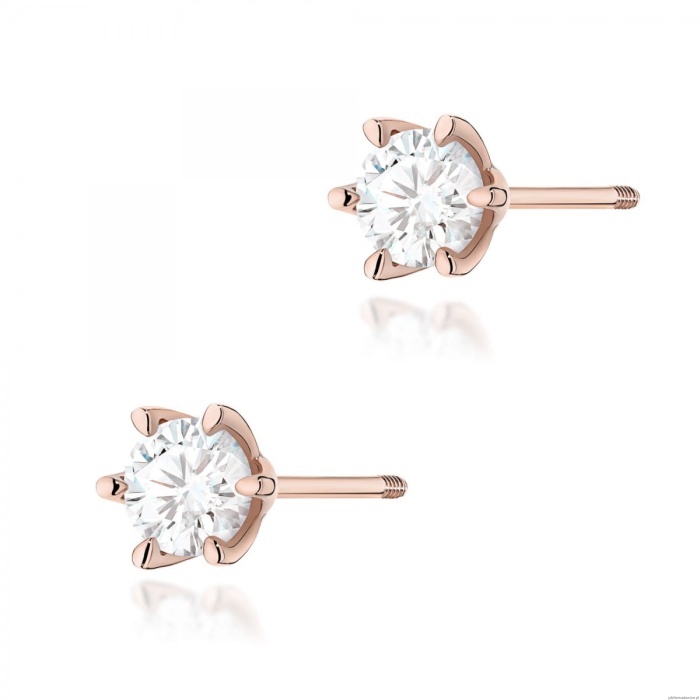 Kolczyki K0575 Diament 2 x 1.00ct różowe złoto sztyft wkręcany