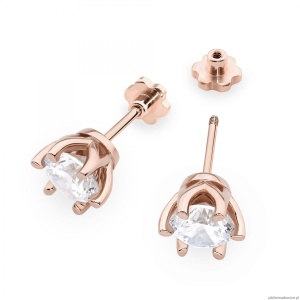 Kolczyki K0575 Diament 2 x 1.00ct różowe złoto sztyft wkręcany