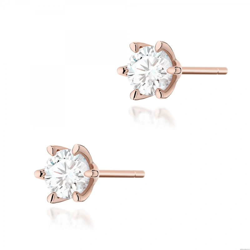 Kolczyki K0575 Diament Laboratoryjny 2 x 1.00ct różowe złoto