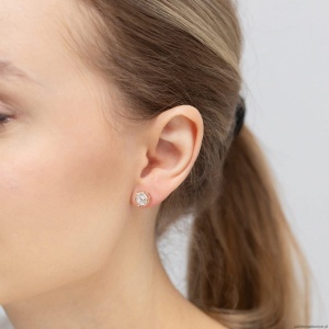 Kolczyki K0575 Diament Laboratoryjny 2 x 1.00ct różowe złoto