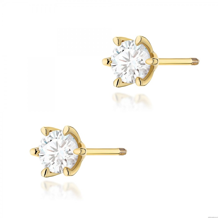 Kolczyki K0575 Diament 2 x 1.00ct żółte złoto sztyft wkręcany