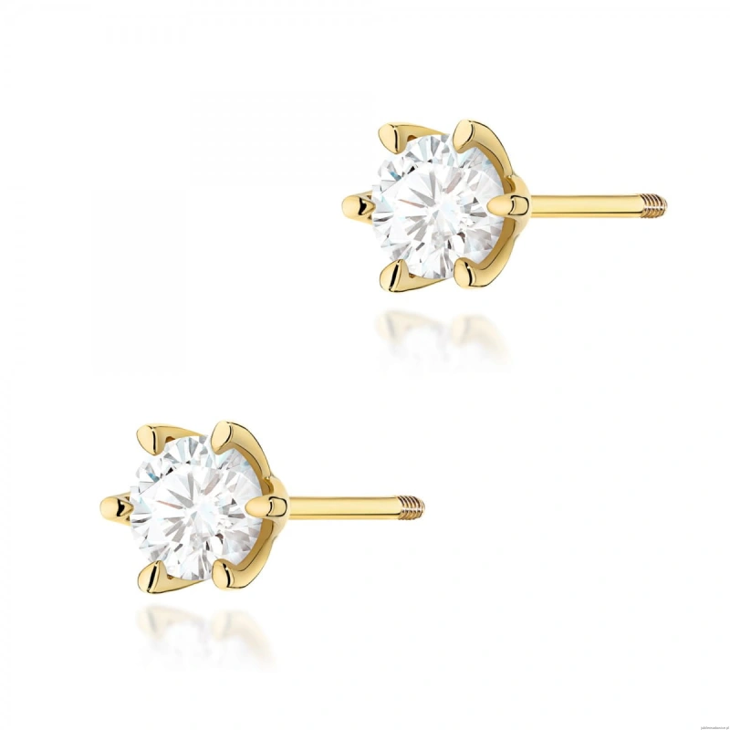 Kolczyki K0575 Diament 2 x 1.00ct żółte złoto sztyft wkręcany