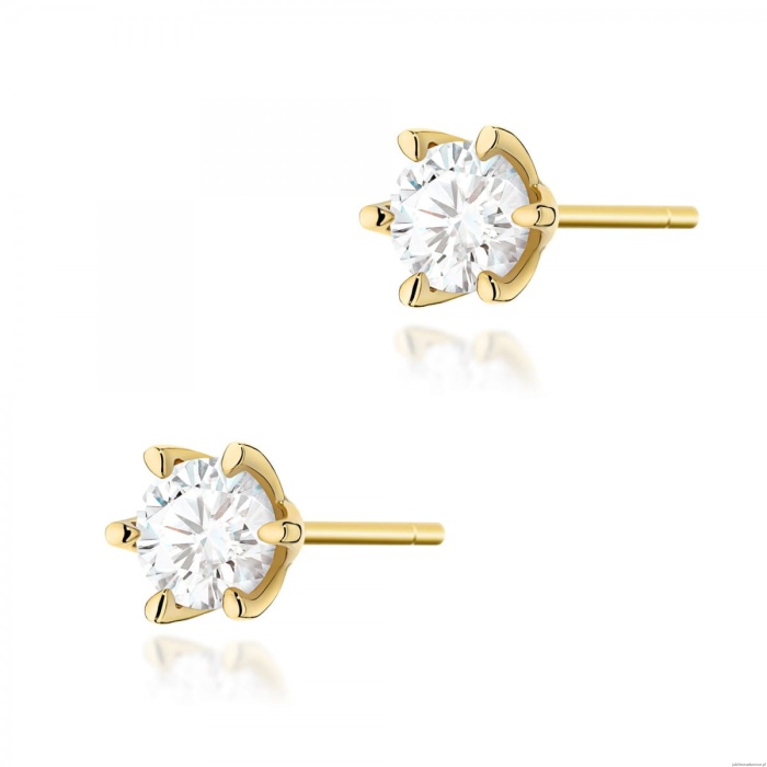 Kolczyki K0575 Diament Laboratoryjny 2 x 1.00ct żółte złoto