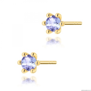 Kolczyki K0222 Tanzanit 2 x 0,15ct żółte złoto