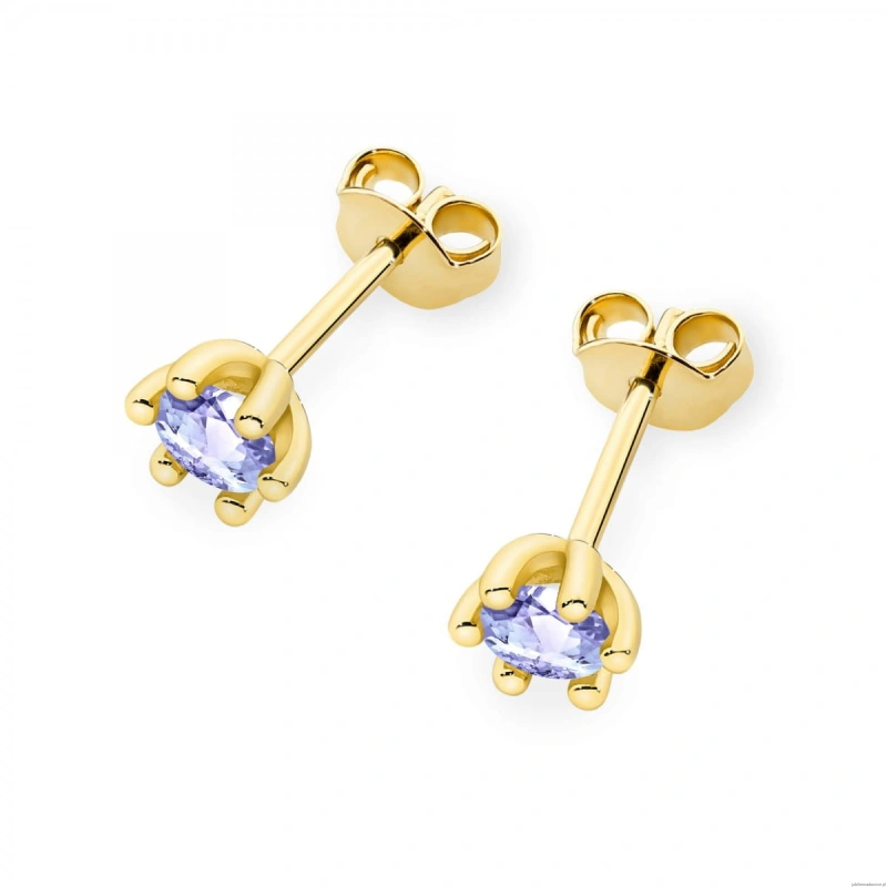 Kolczyki K0222 Tanzanit 2 x 0,15ct żółte złoto