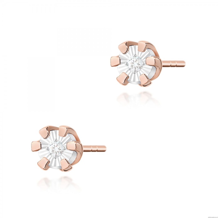 Kolczyki K0031 Diament 2 x 0,0086ct różowe złoto