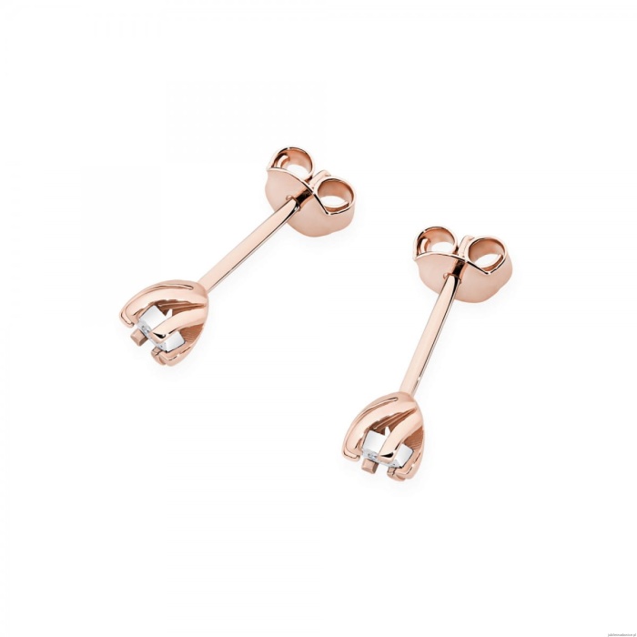 Kolczyki K0031 Diament 2 x 0,0086ct różowe złoto