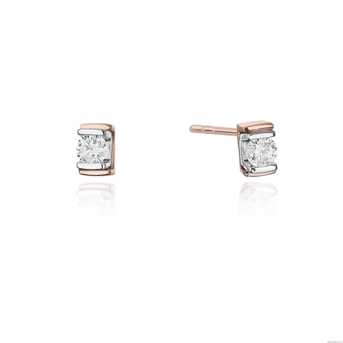 Kolczyki K0343 Diament 2 x 0,10ct różowe złoto