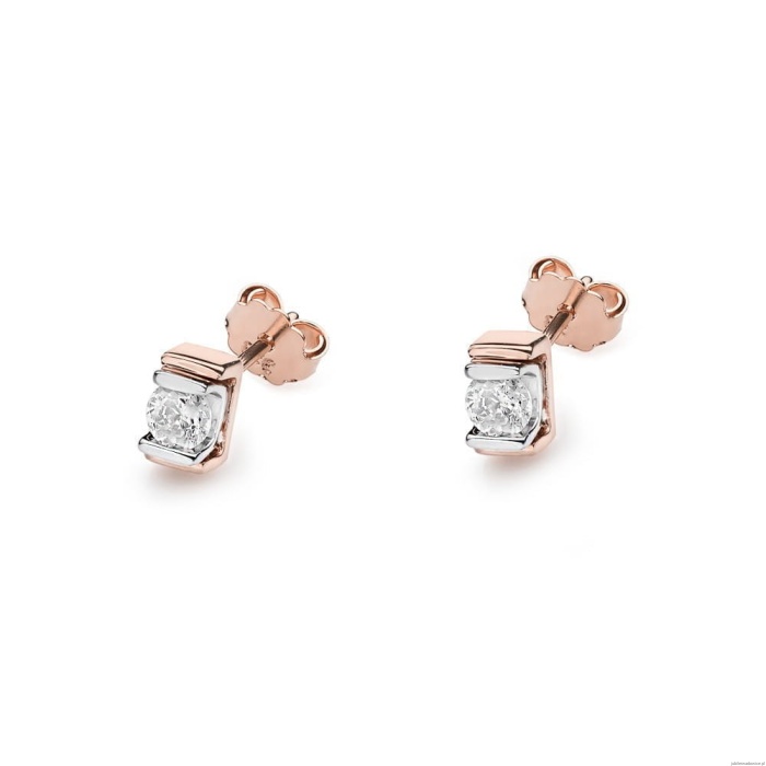 Kolczyki K0343 Diament 2 x 0,10ct różowe złoto