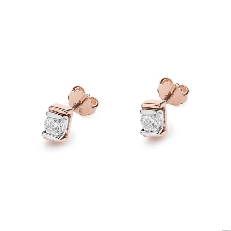 Kolczyki K0343 Diament 2 x 0,10ct różowe złoto