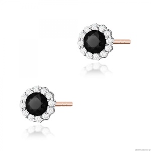 Kolczyki K0510 Czarny Diament 2 x 0,50ct różowe złoto