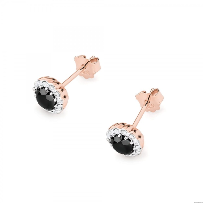Kolczyki K0510 Czarny Diament 2 x 0,50ct różowe złoto