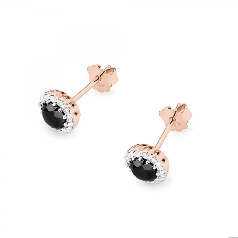 Kolczyki K0510 Czarny Diament 2 x 0,50ct różowe złoto