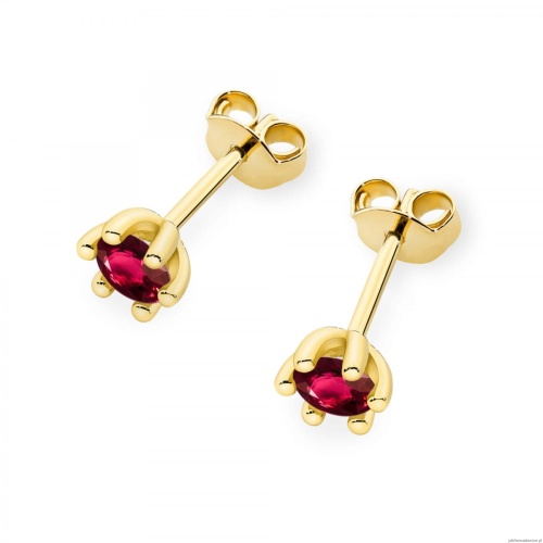 Kolczyki K0222 Rubin 2 x 0,15ct żółte złoto