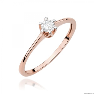 Pierścionek W0628 Diament 0,03ct różowe złoto