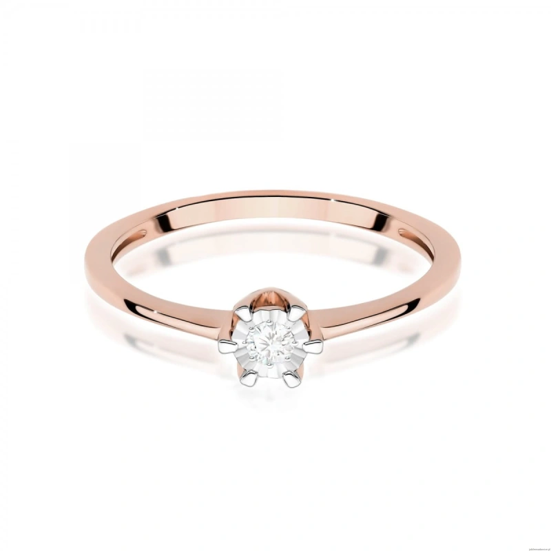 Pierścionek W0628 Diament 0,03ct różowe złoto
