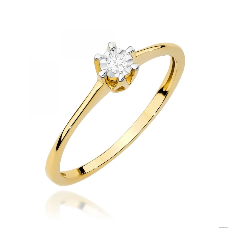 Pierścionek W0628 Diament 0,03ct żółte złoto