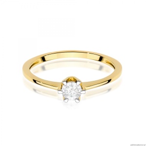 Pierścionek W0628 Diament 0,03ct żółte złoto