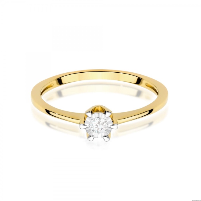Pierścionek W0628 Diament 0,03ct żółte złoto
