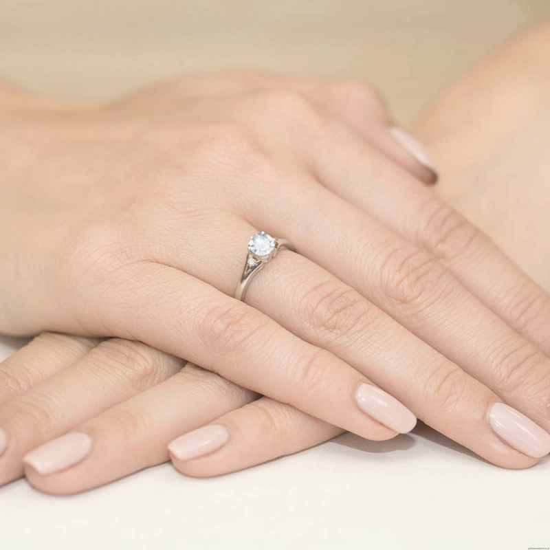 Pierścionek W0076 Diament laboratoryjny 0,50ct białe złoto