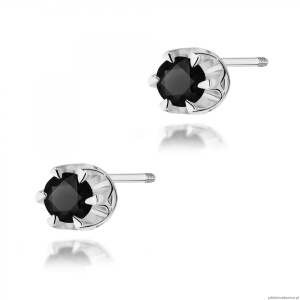 Kolczyki K0032 Czarny Diament 2 x 0,12ct białe złoto sztyft zakręcany