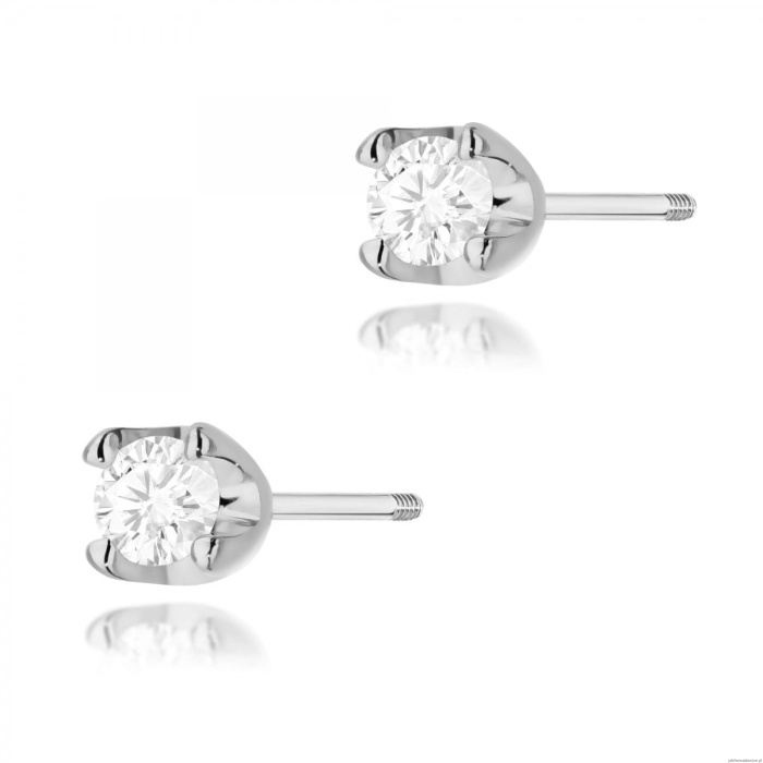 Kolczyki K0034 Diament 2 x 0,10ct białe złoto sztyft zakręcany