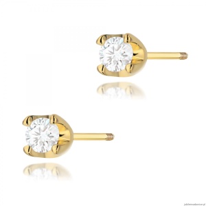 Kolczyki K0034 Diament 2 x 0,10ct żółte złoto sztyft zakręcany