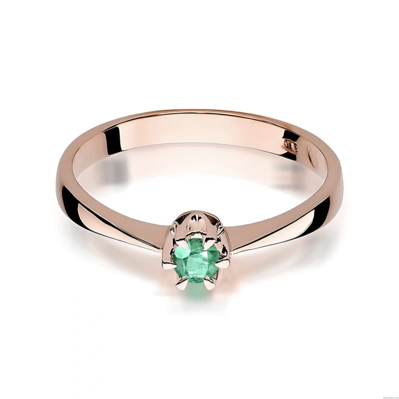 Pierścionek W0111 Szmaragd 0,15ct różowe złoto