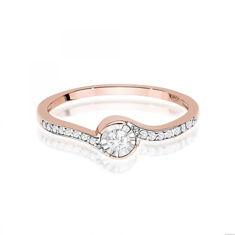 Pierścionek W0658 Diament 0,08ct różowe złoto