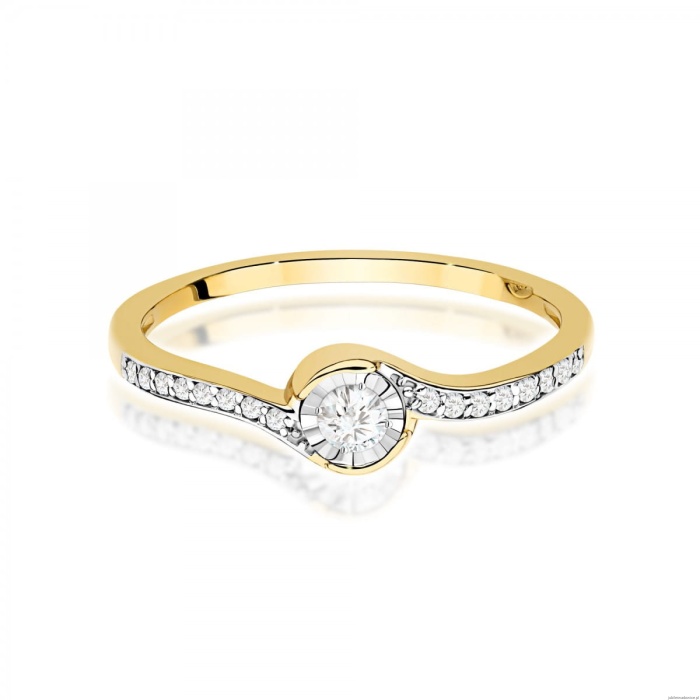 Pierścionek W0658 Diament 0,08ct żółte złoto