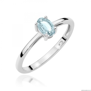 Pierścionek W0685 Akwamaryn 0,35ct białe złoto