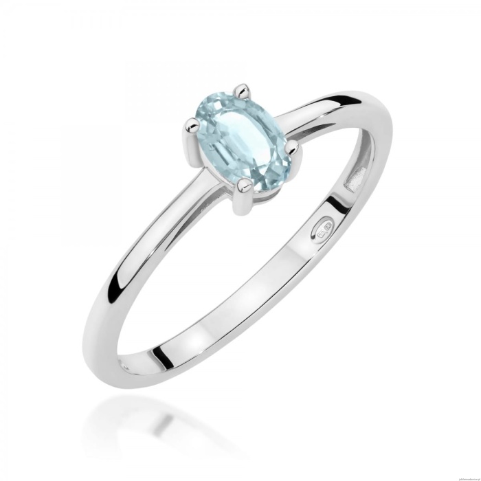 Pierścionek W0685 Akwamaryn 0,35ct białe złoto