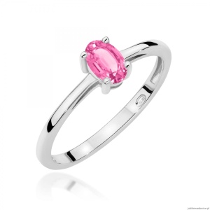 Pierścionek W0685 Topaz Różowy 0,50ct białe złoto