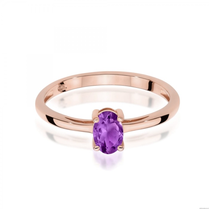 Pierścionek W0685 Ametyst 0,40ct różowe złoto