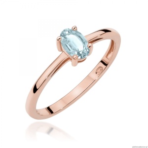 Pierścionek W0685 Akwamaryn 0,35ct różowe złoto
