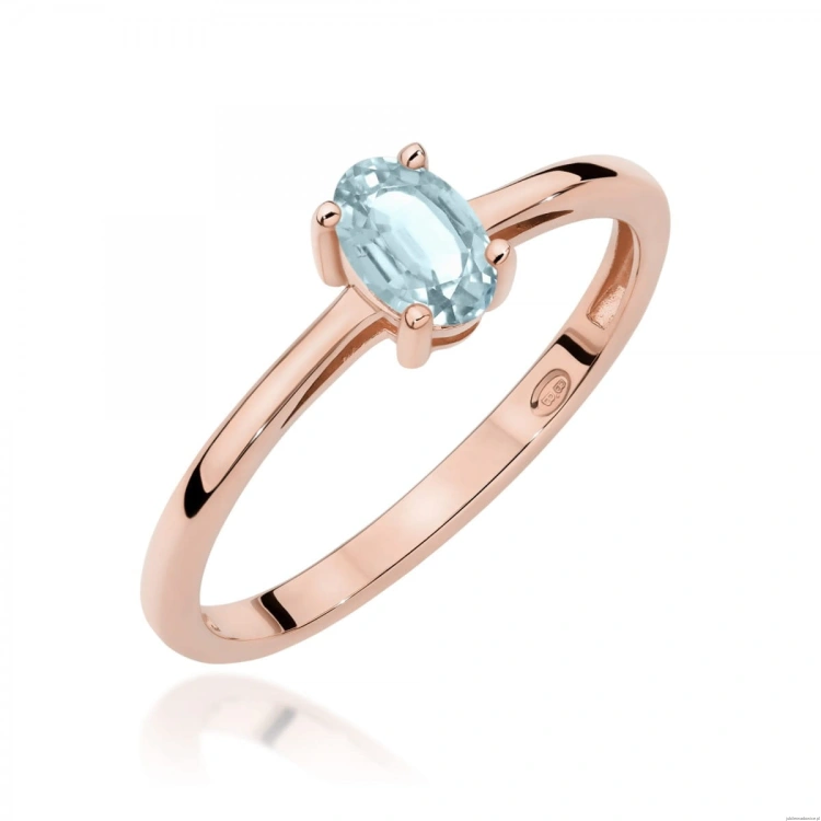 Pierścionek W0685 Akwamaryn 0,35ct różowe złoto