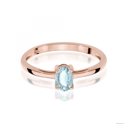 Pierścionek W0685 Akwamaryn 0,35ct różowe złoto