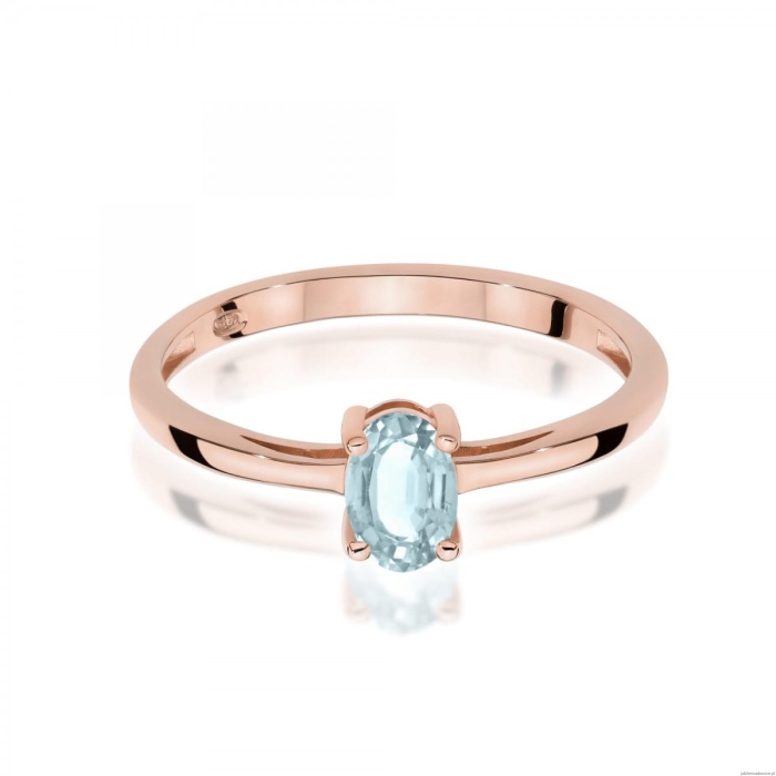 Pierścionek W0685 Akwamaryn 0,35ct różowe złoto