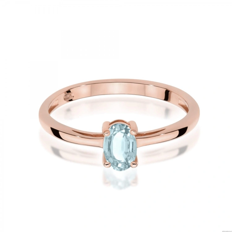 Pierścionek W0685 Akwamaryn 0,35ct różowe złoto