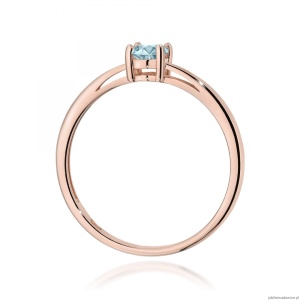 Pierścionek W0685 Akwamaryn 0,35ct różowe złoto