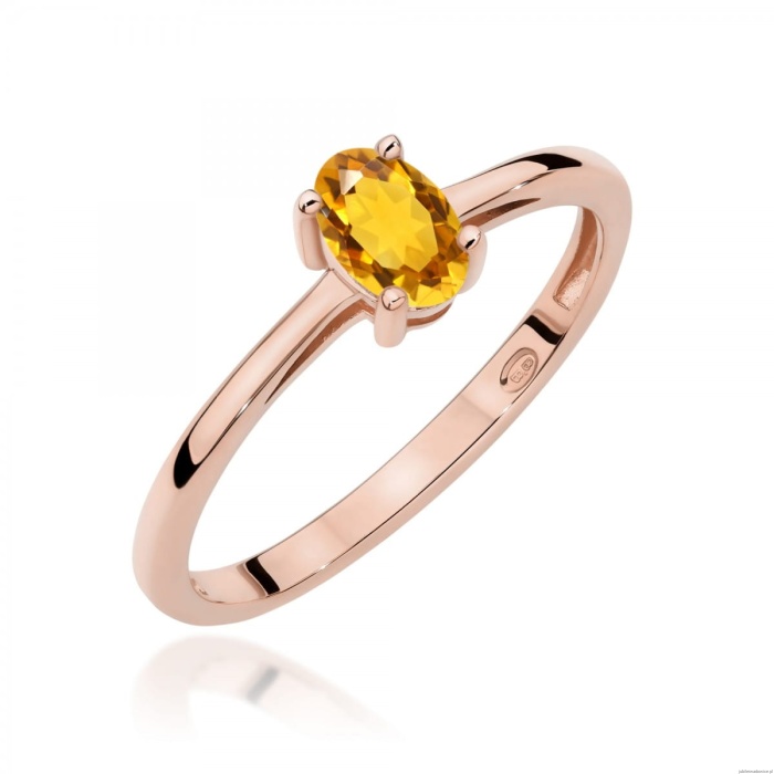 Pierścionek W0685 Cytryn 0,60ct różowe złoto