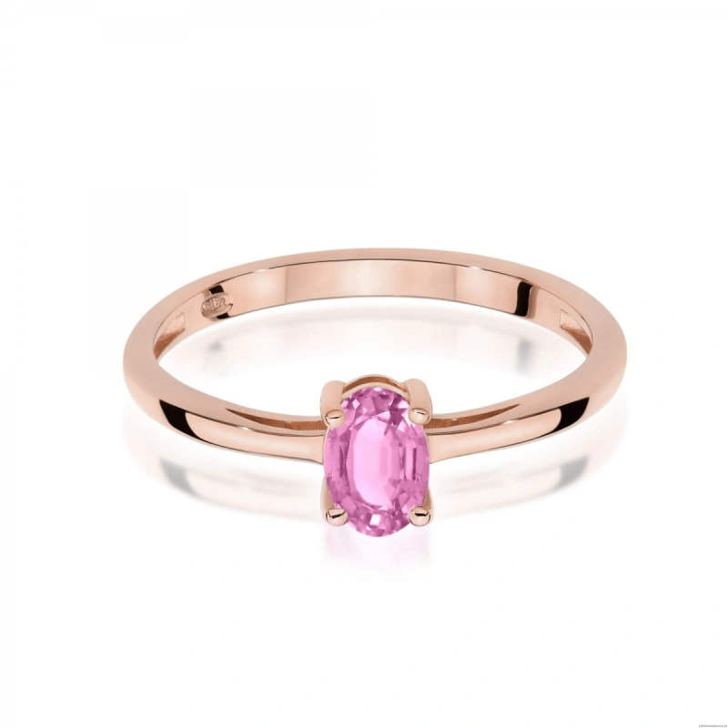 Pierścionek W0685 Szafir Różowy 0,45ct różowe złoto