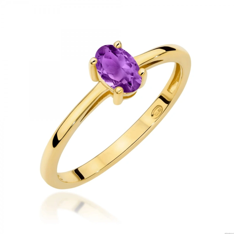 Pierścionek W0685 Ametyst 0,40ct żółte złoto