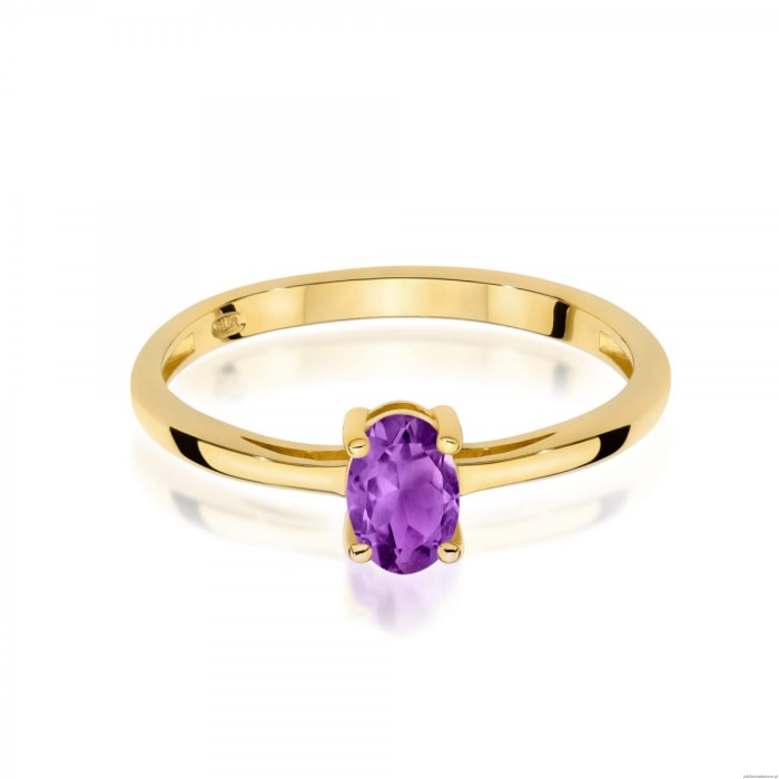 Pierścionek W0685 Ametyst 0,40ct żółte złoto