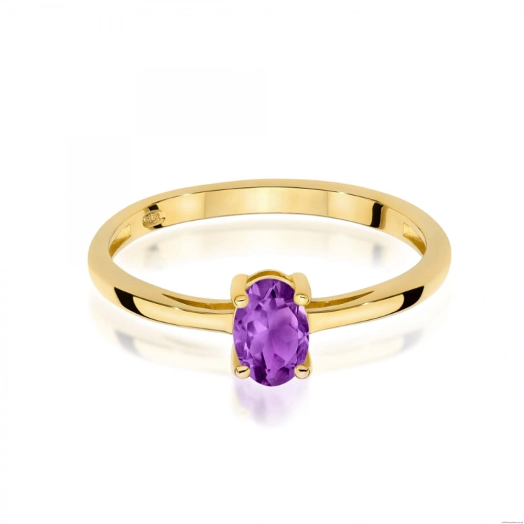 Pierścionek W0685 Ametyst 0,40ct żółte złoto