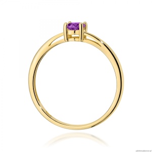Pierścionek W0685 Ametyst 0,40ct żółte złoto