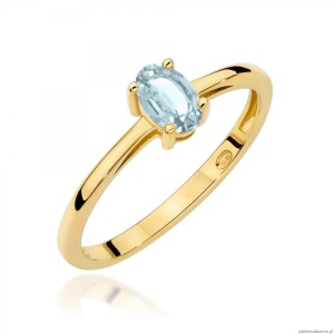 Pierścionek W0685 Akwamaryn 0,35ct żółte złoto