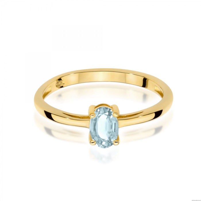 Pierścionek W0685 Akwamaryn 0,35ct żółte złoto