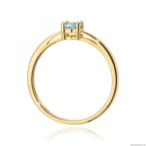 Pierścionek W0685 Akwamaryn 0,35ct żółte złoto