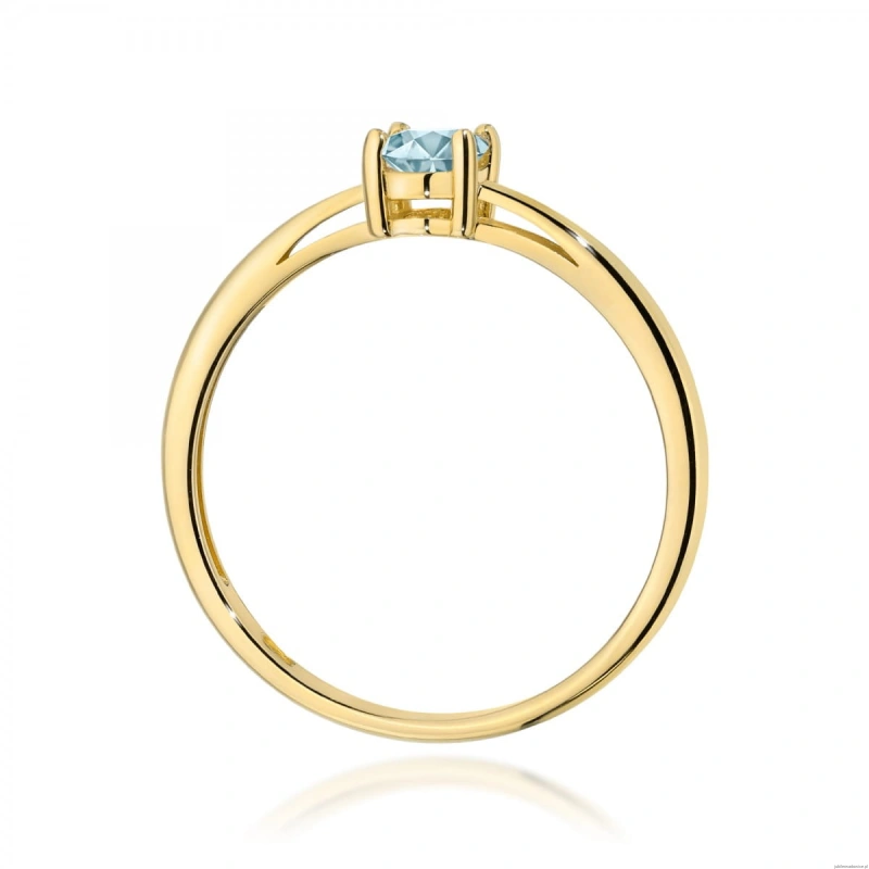 Pierścionek W0685 Akwamaryn 0,35ct żółte złoto